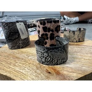 Assorted Leopard and Snake Print Cuff Bracelets